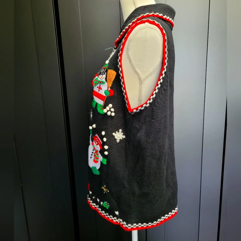 Vintage 1990s/early 2000s beaded embroidered ugly holiday sweater vest